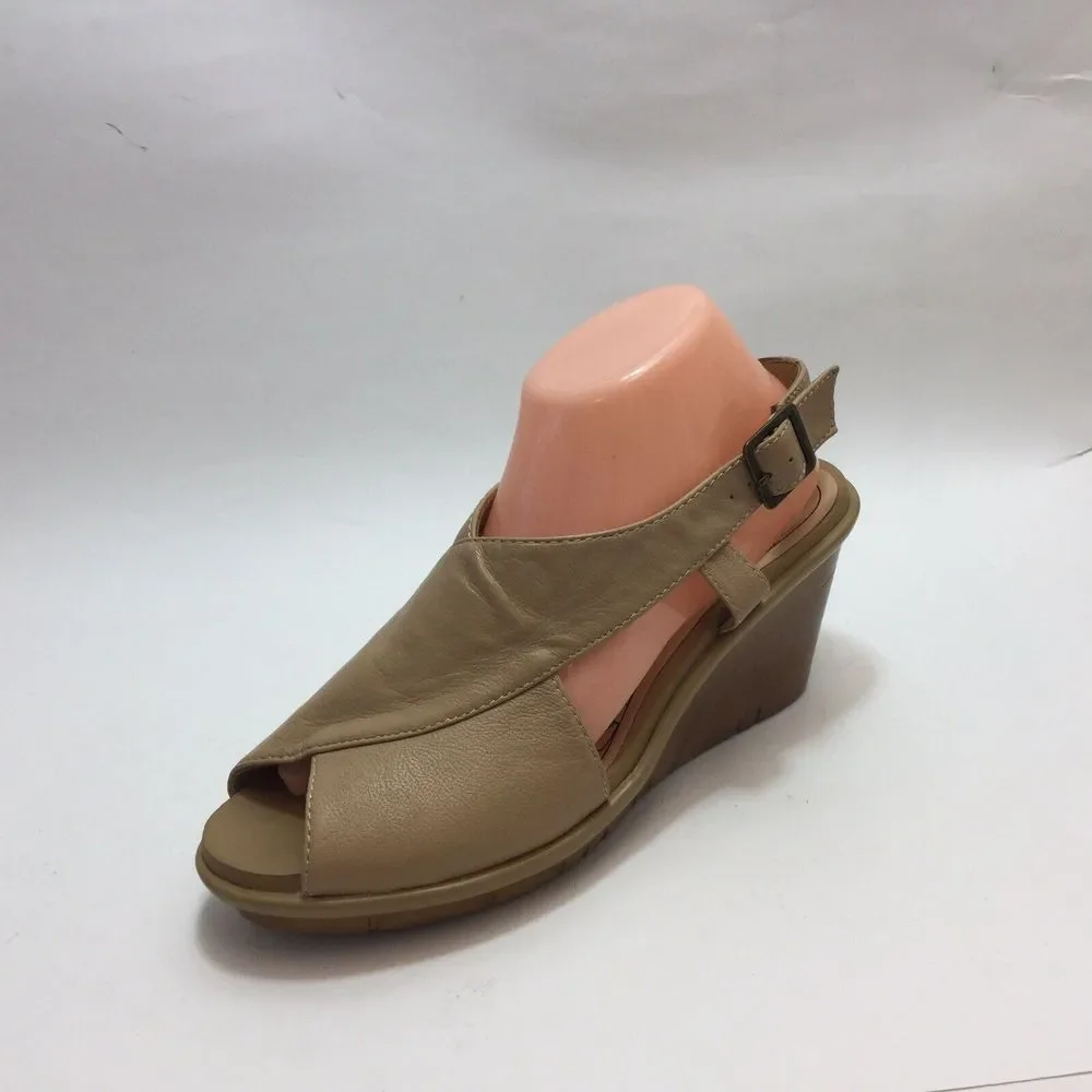 White Mountain‎ Wedge Heel Shoes beige 9.5 M Leather Lpper Barbershop Womans